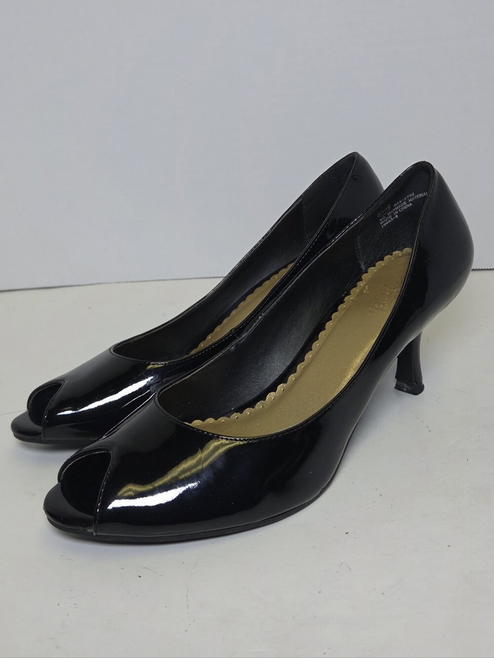 East 5th Black Patent Peep-Toe Kitten Heels